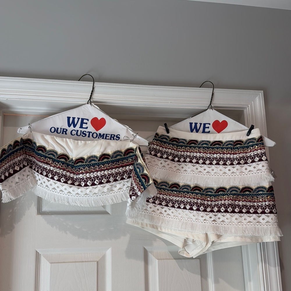 White and Multicolor Crochet Two-Piece Set